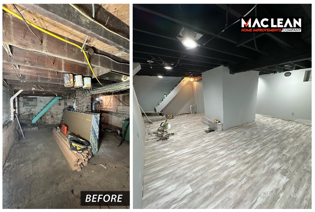 Basement Renovation: framing, drywall, Paint, Vinyl Flooring.