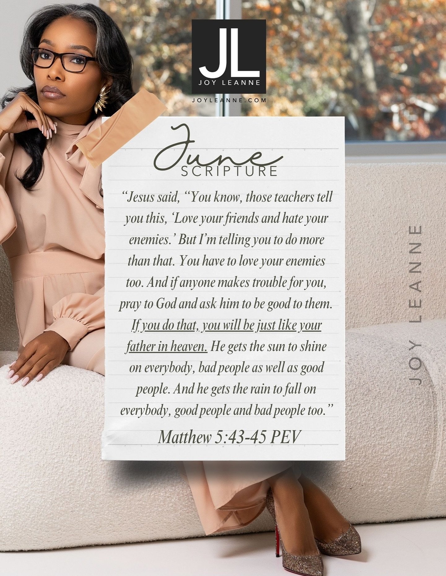 I usually list more verses for the month, but this will do🫶 I pray we all learn to love like the Father loves☝️✨
#JoyLeanne #DailyJoy #June #JuneScriptures
#JuneBlessings #NewBeginnings #Grateful #Thankful #Blessed #Favored #ScripturePlan #DailyScri