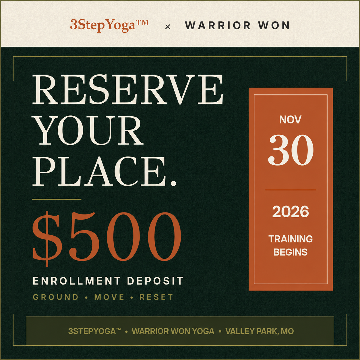 3StepYoga™ 200-Hour YTT Enrollment Deposit