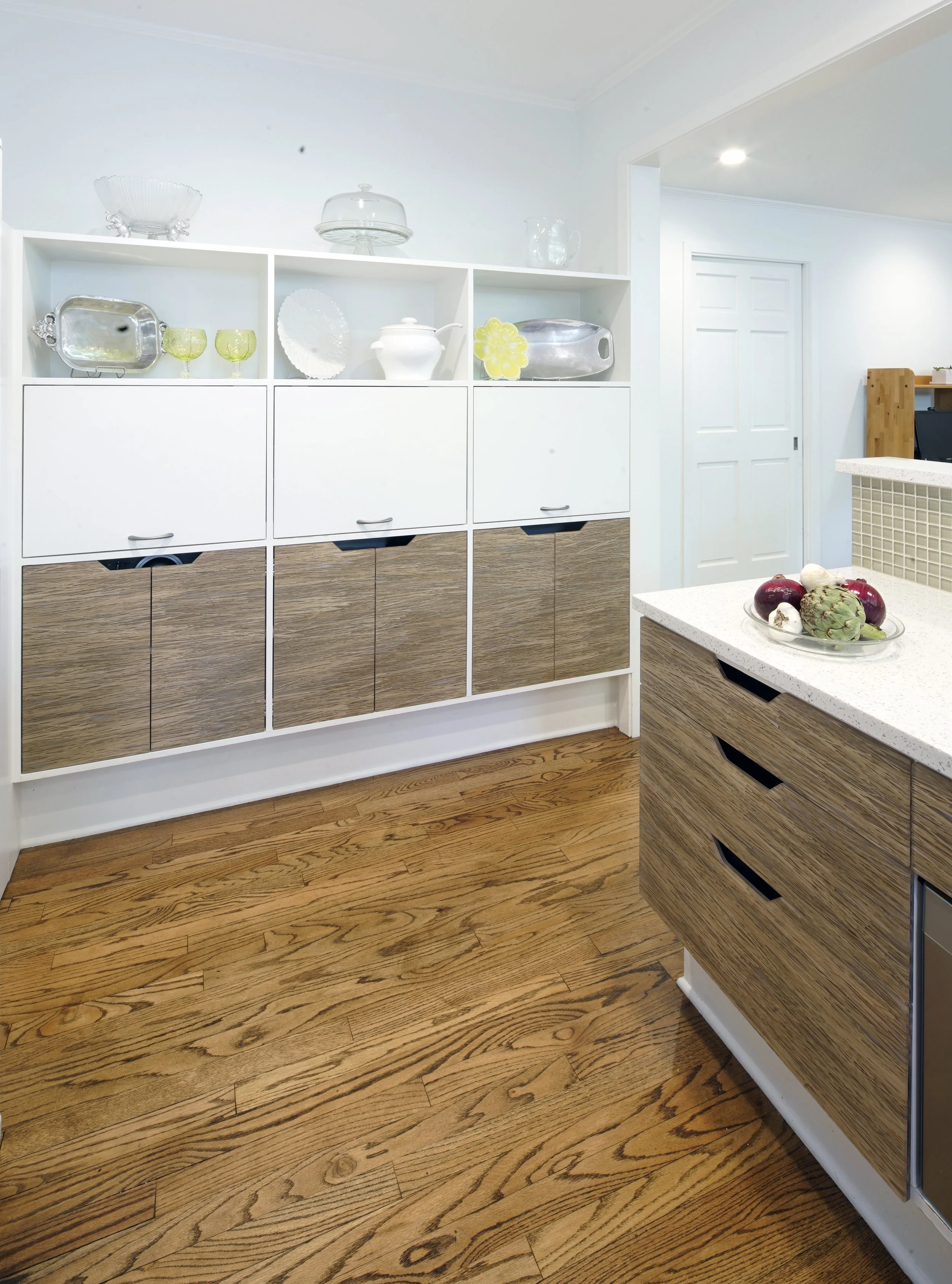 An image of a new accessible kitchen designed by FormWright Design, Aurora McClain Architect
