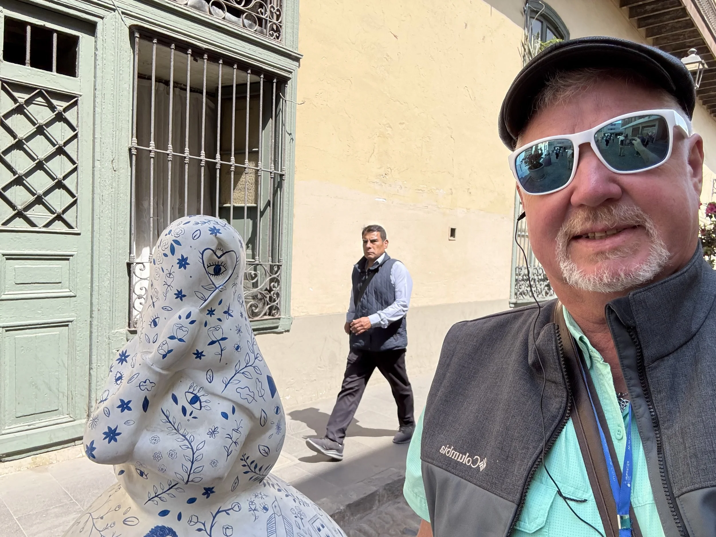 Sculptures of covered women all over town. 