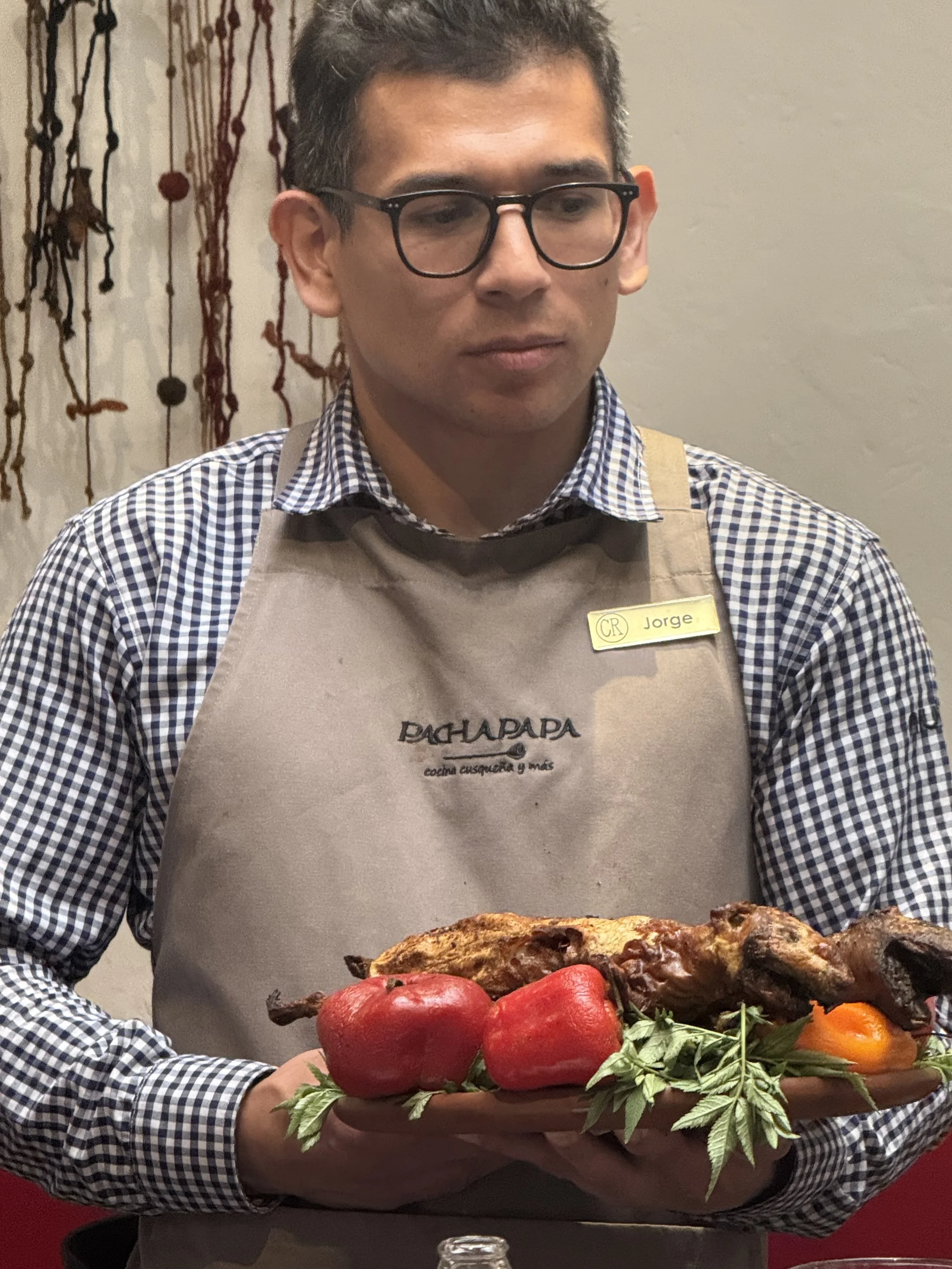 Our Server presenting Cuy