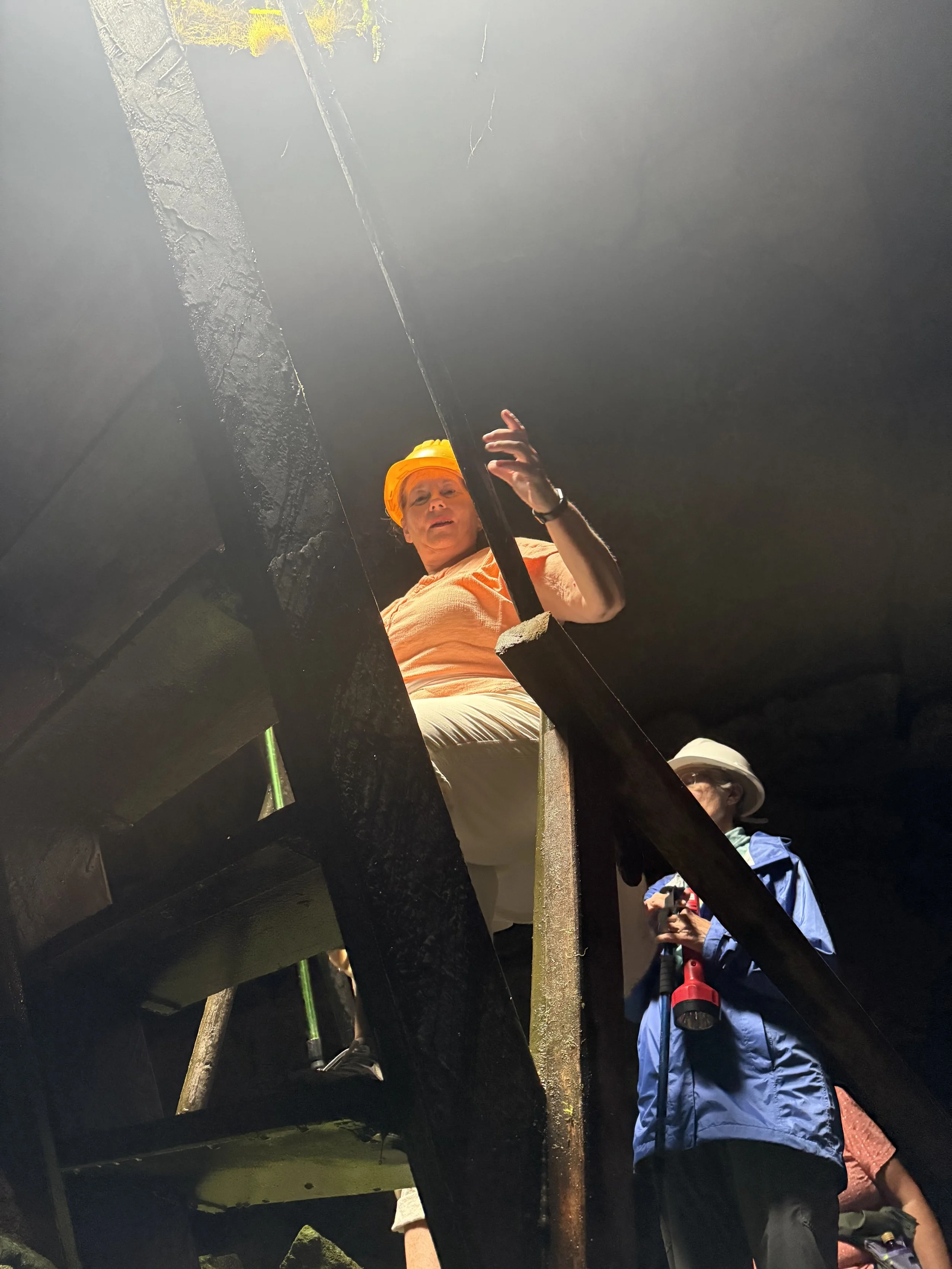 Amy heading up the stairs(ladder)