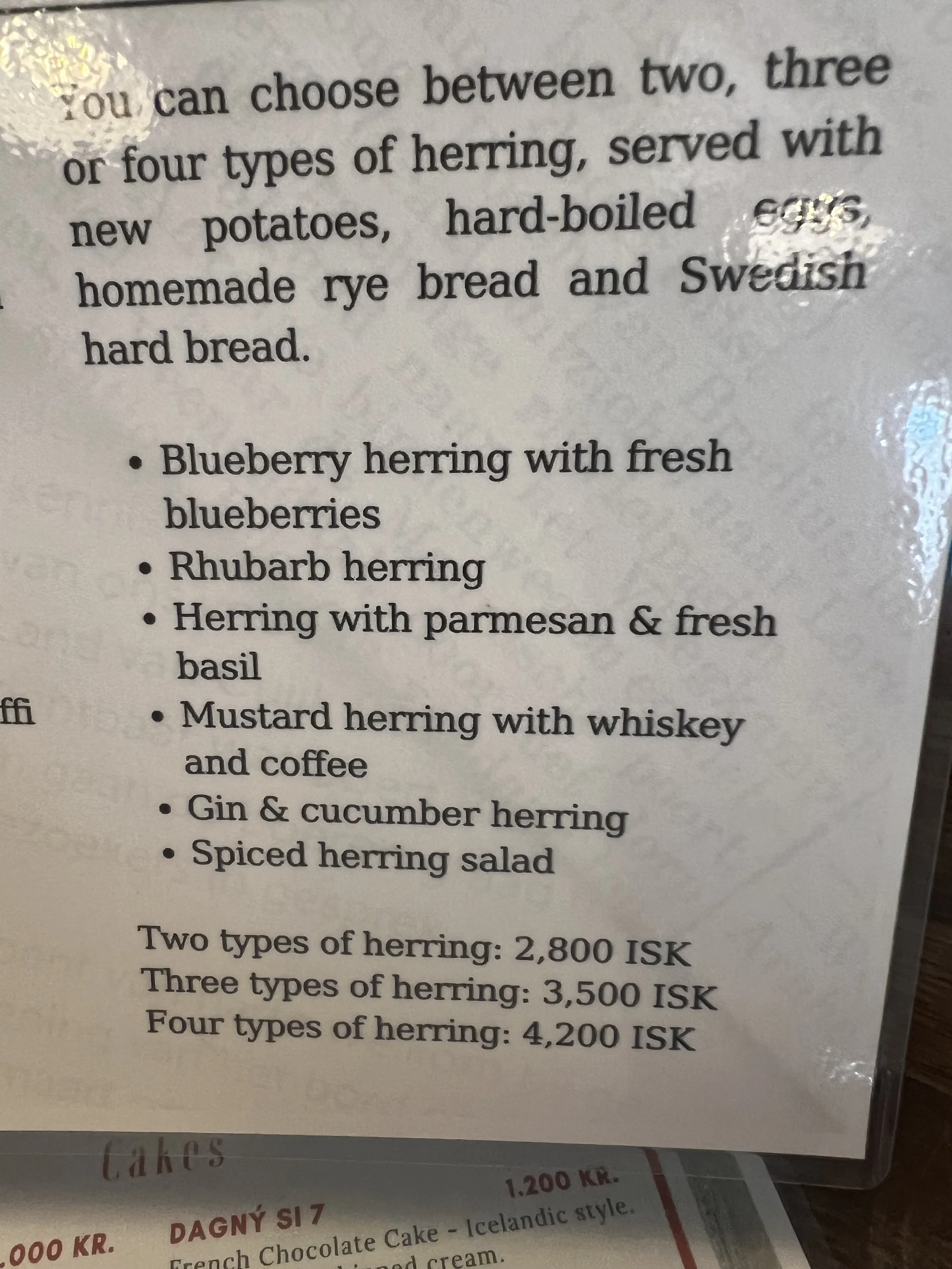 Herring Menu