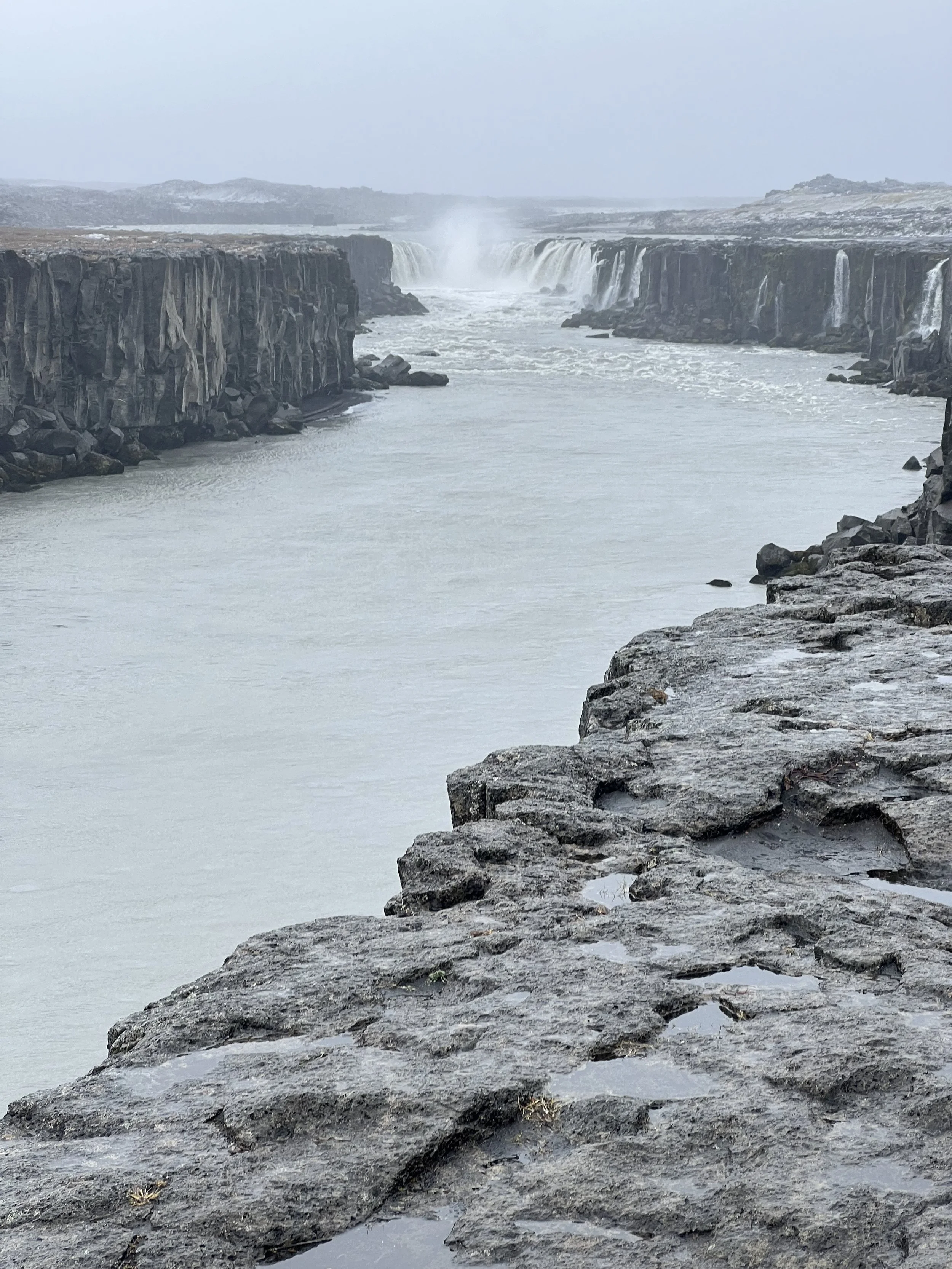 View of falls down river