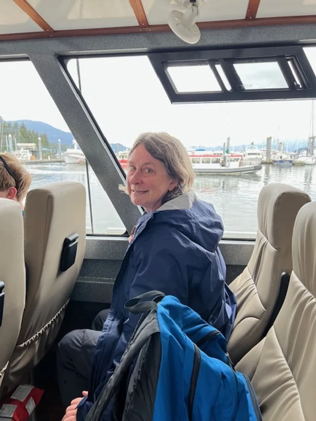 Amy ready to see whales.
