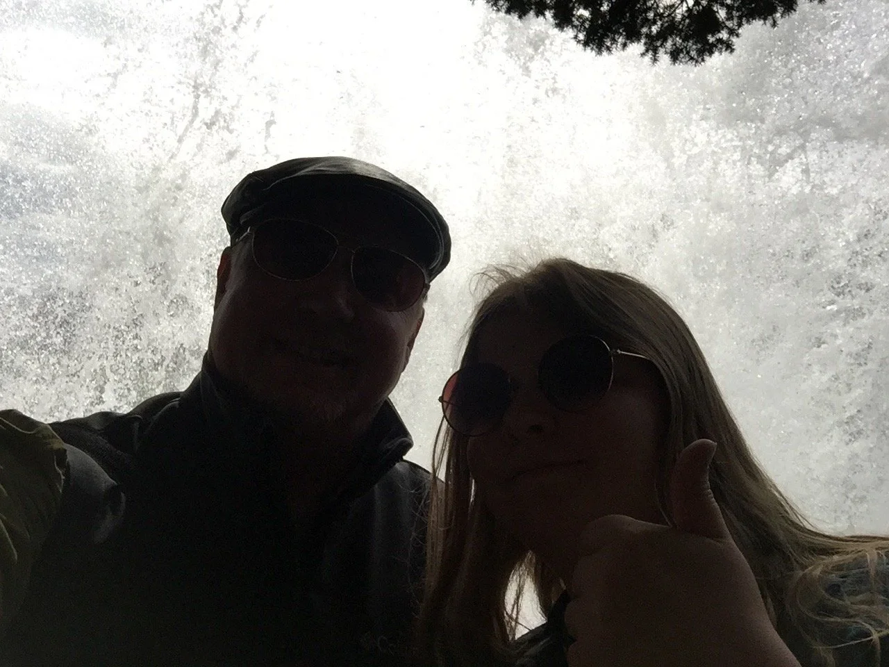 Myself and Pearl behind the falls. 