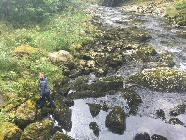 Wendell down in the creek.