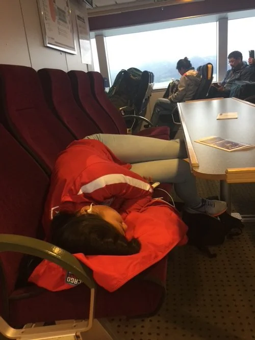 Grace sleeping on Ferry