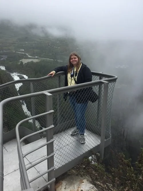 Pearl on an overlooking platform.