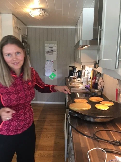 Miriam making pancakes