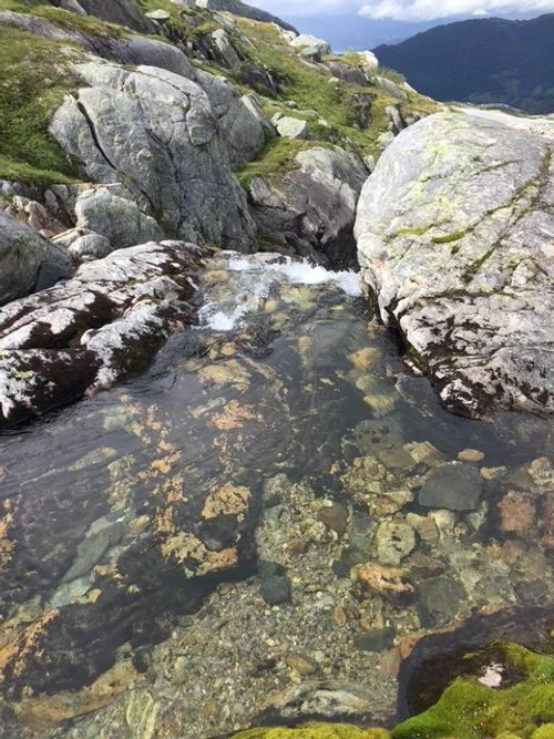 top of a small waterfall