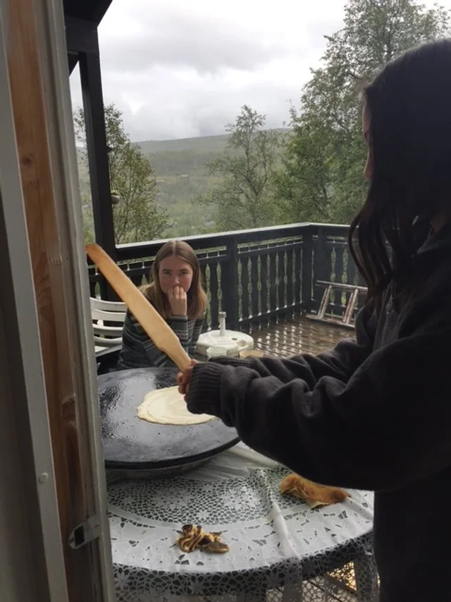 Grace weilding the spatula