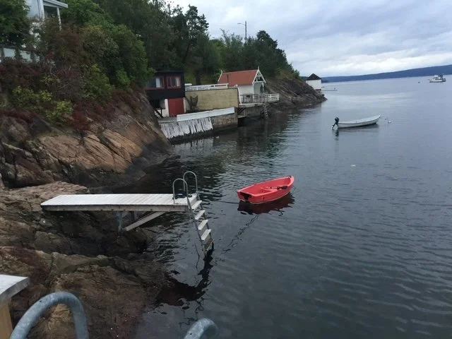 View of neighbors dock and boat