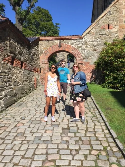 Grace Wendell and Pearl outside of Fortress.