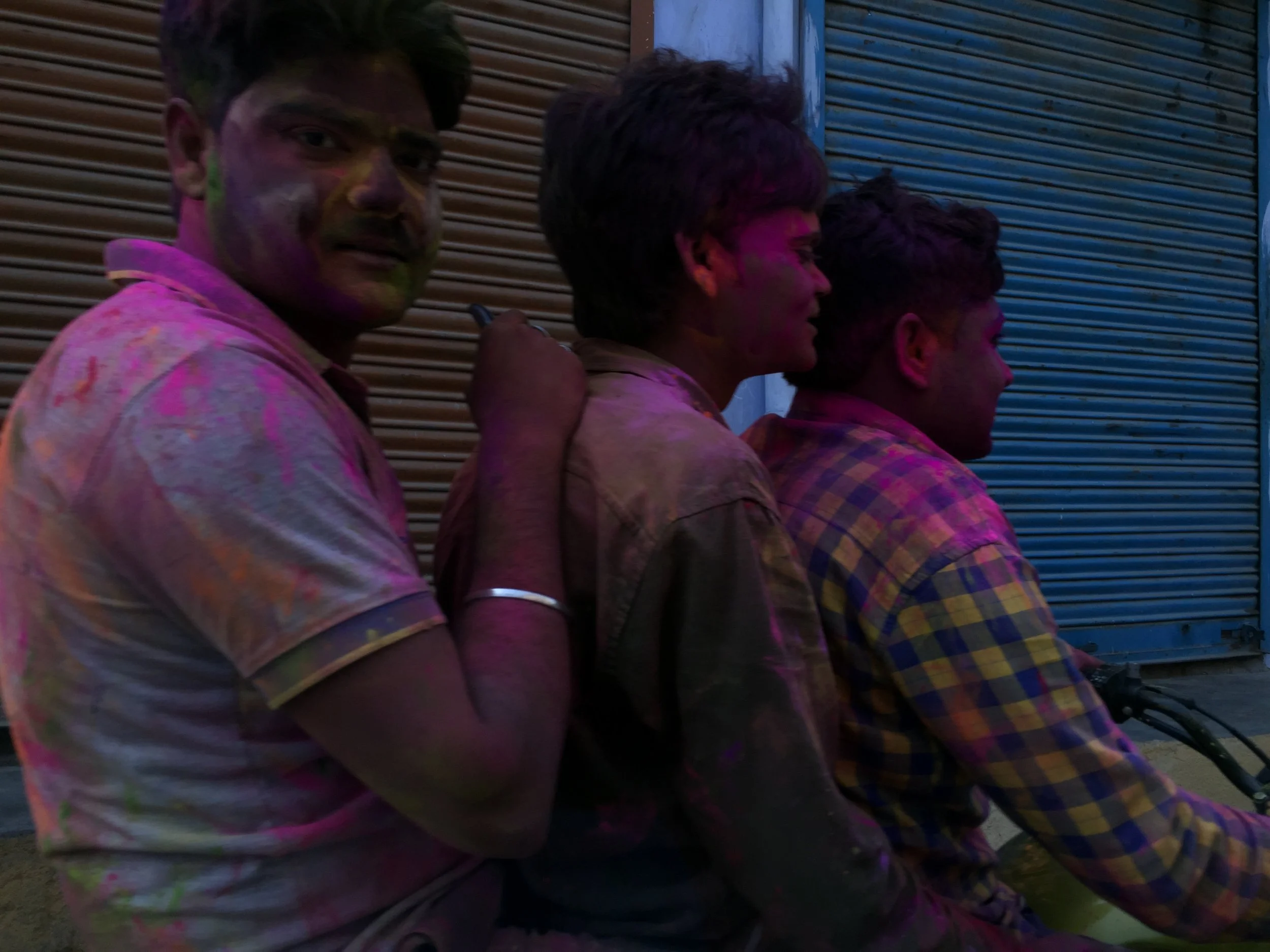 People covered in color.