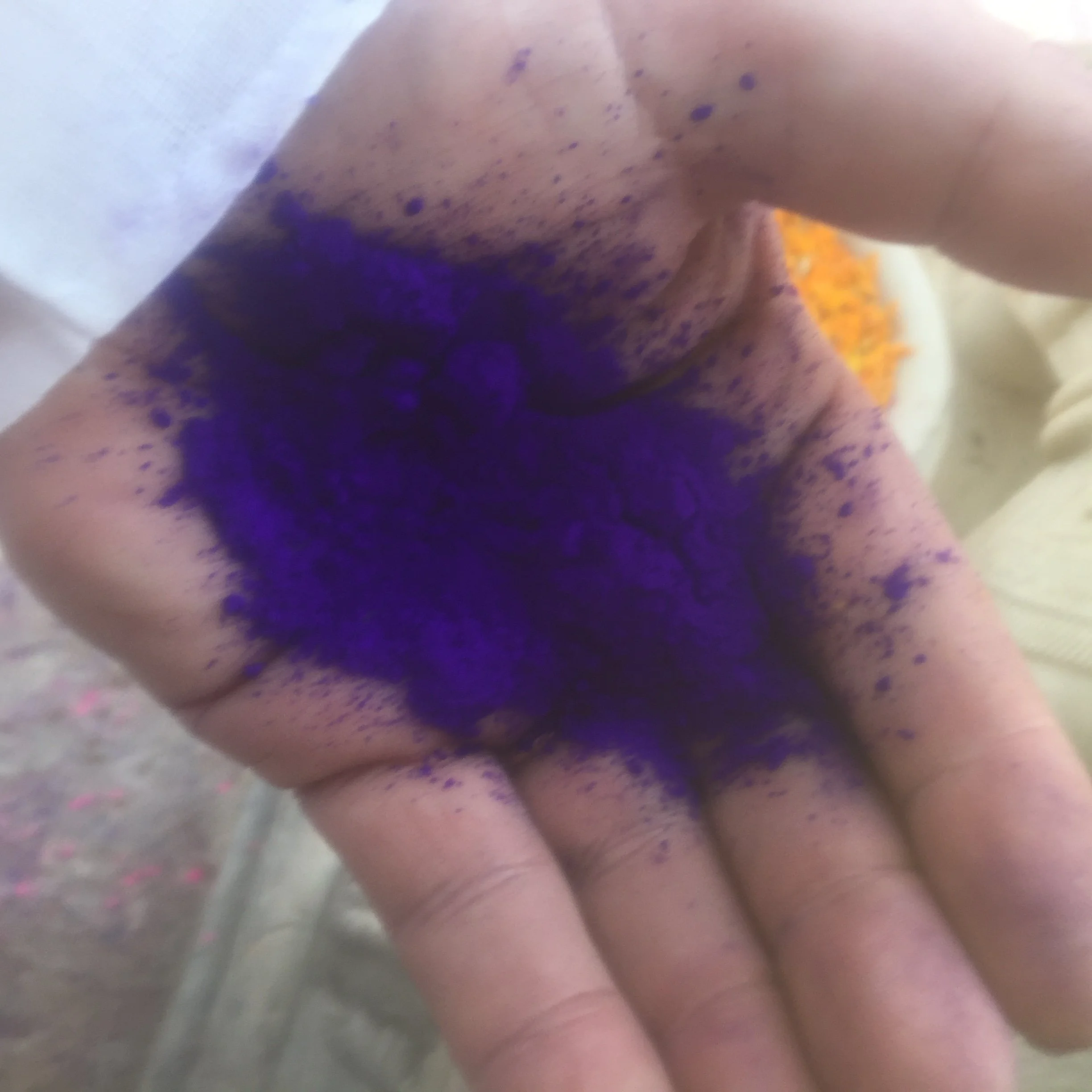 Purple powder dye.