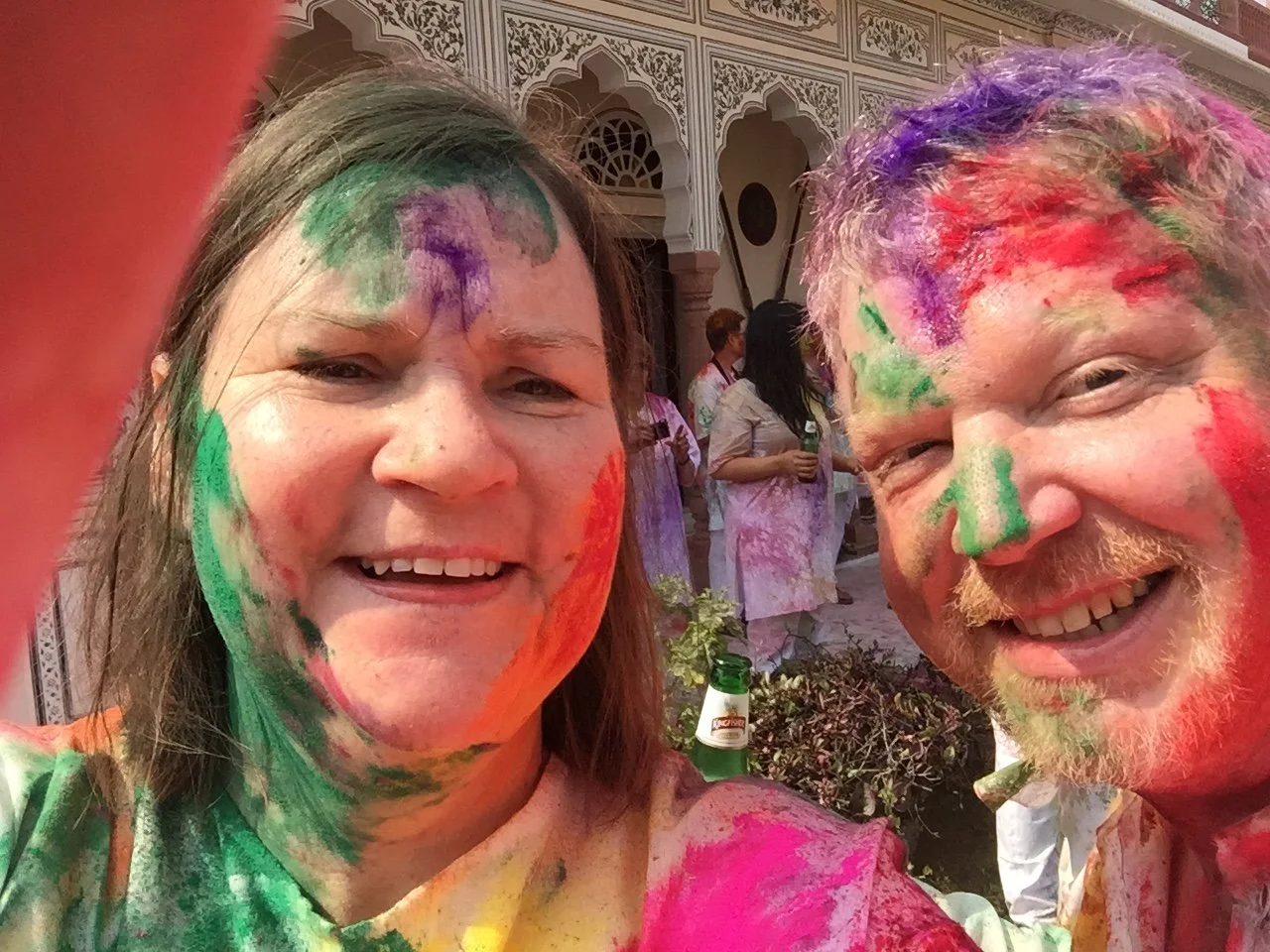 Enjoying a beer after the festivities.