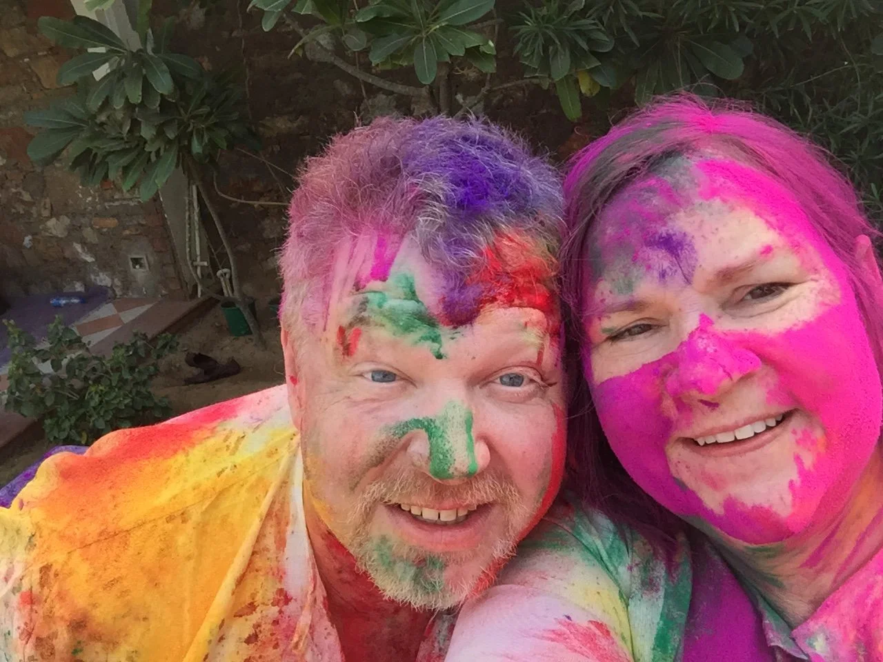 Totally covered in dye!