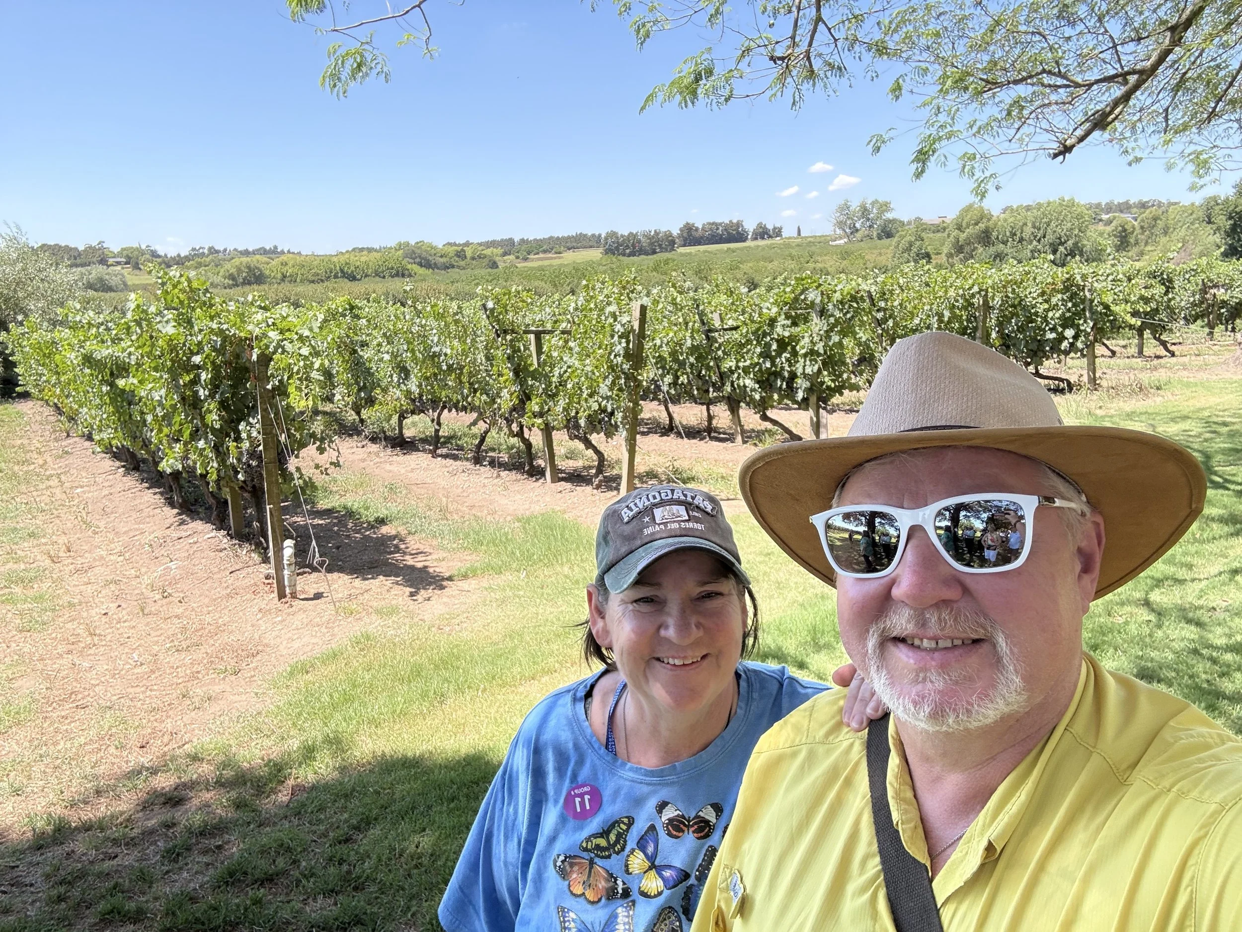 Tasting grapes on the Vinyard.