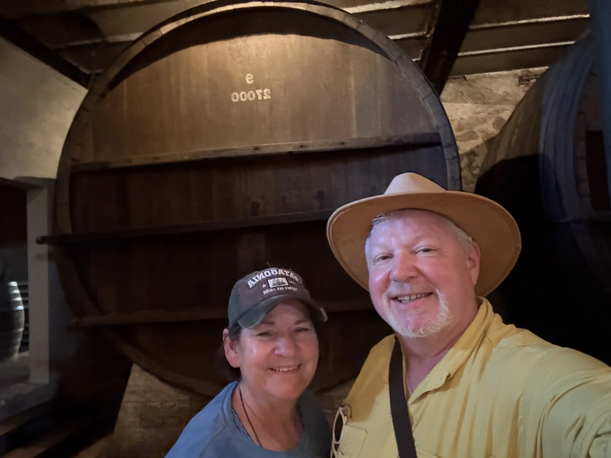 selfie with the wine casks