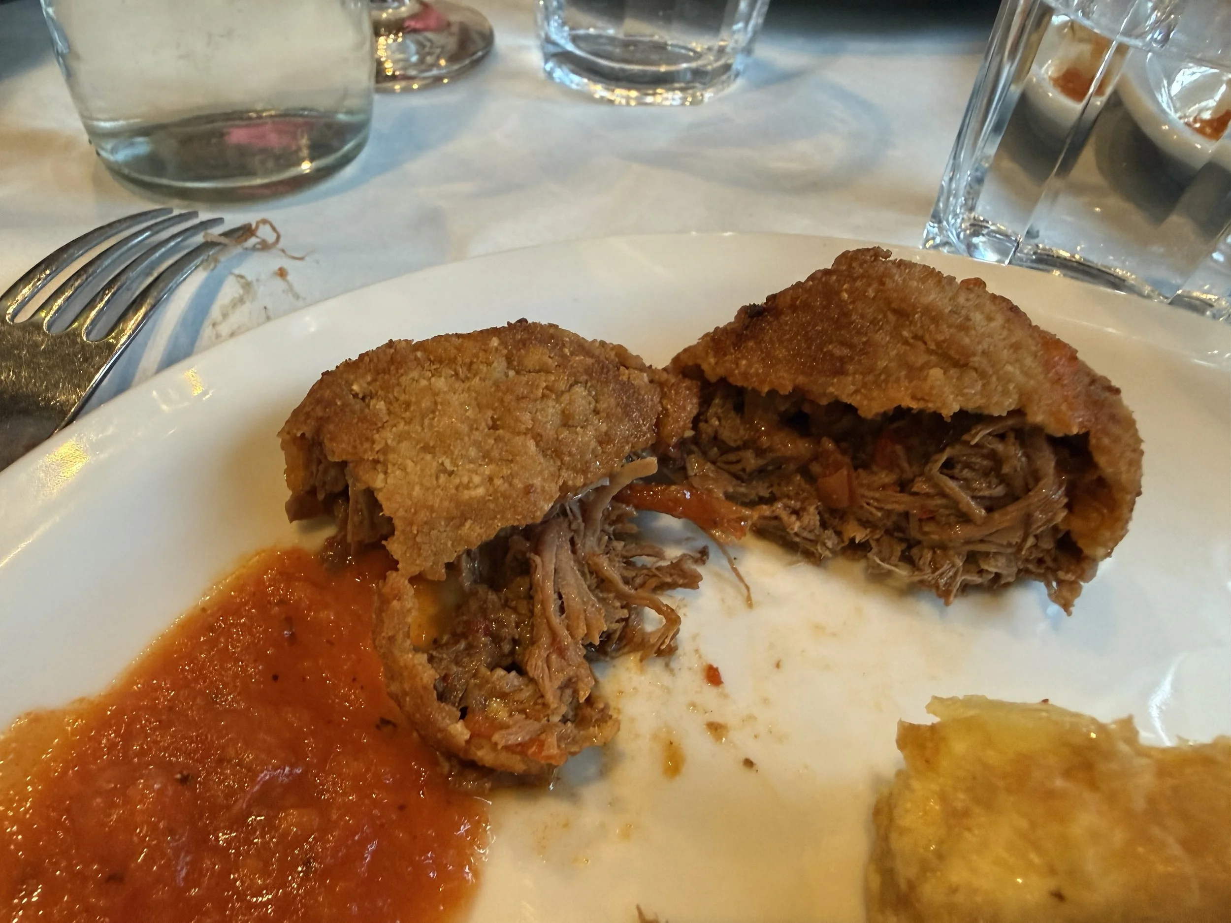 Beef fritas opened up.