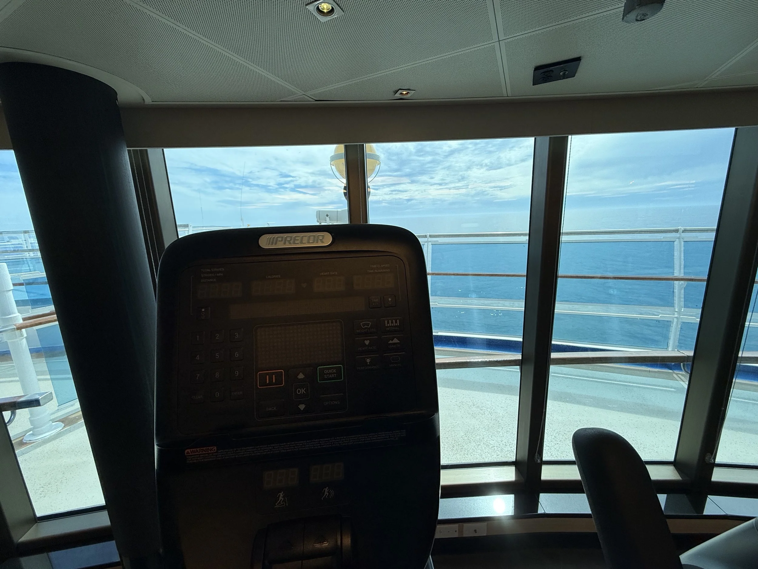 View on the cross-trainer.