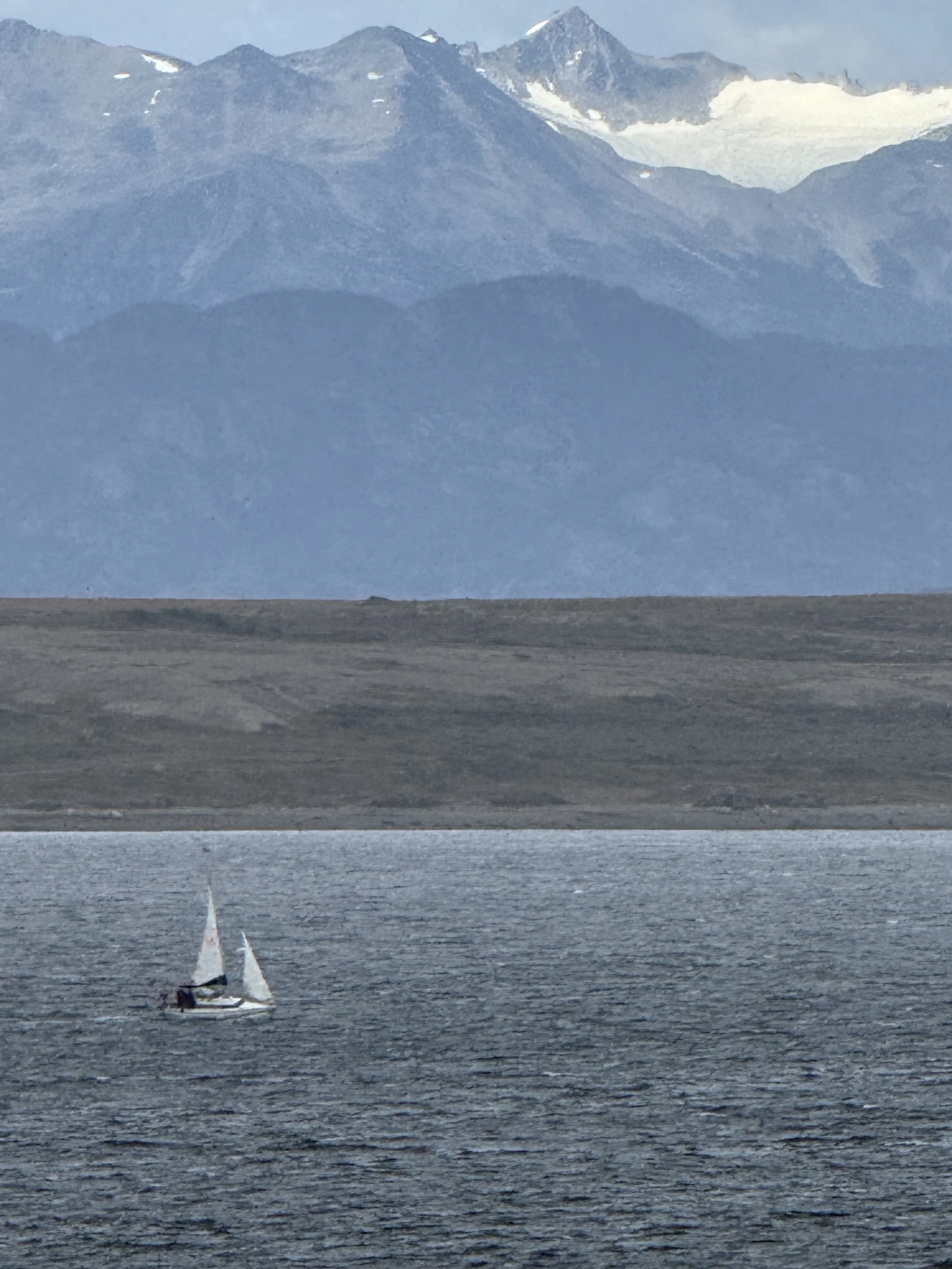 Sailboat in the icy waters