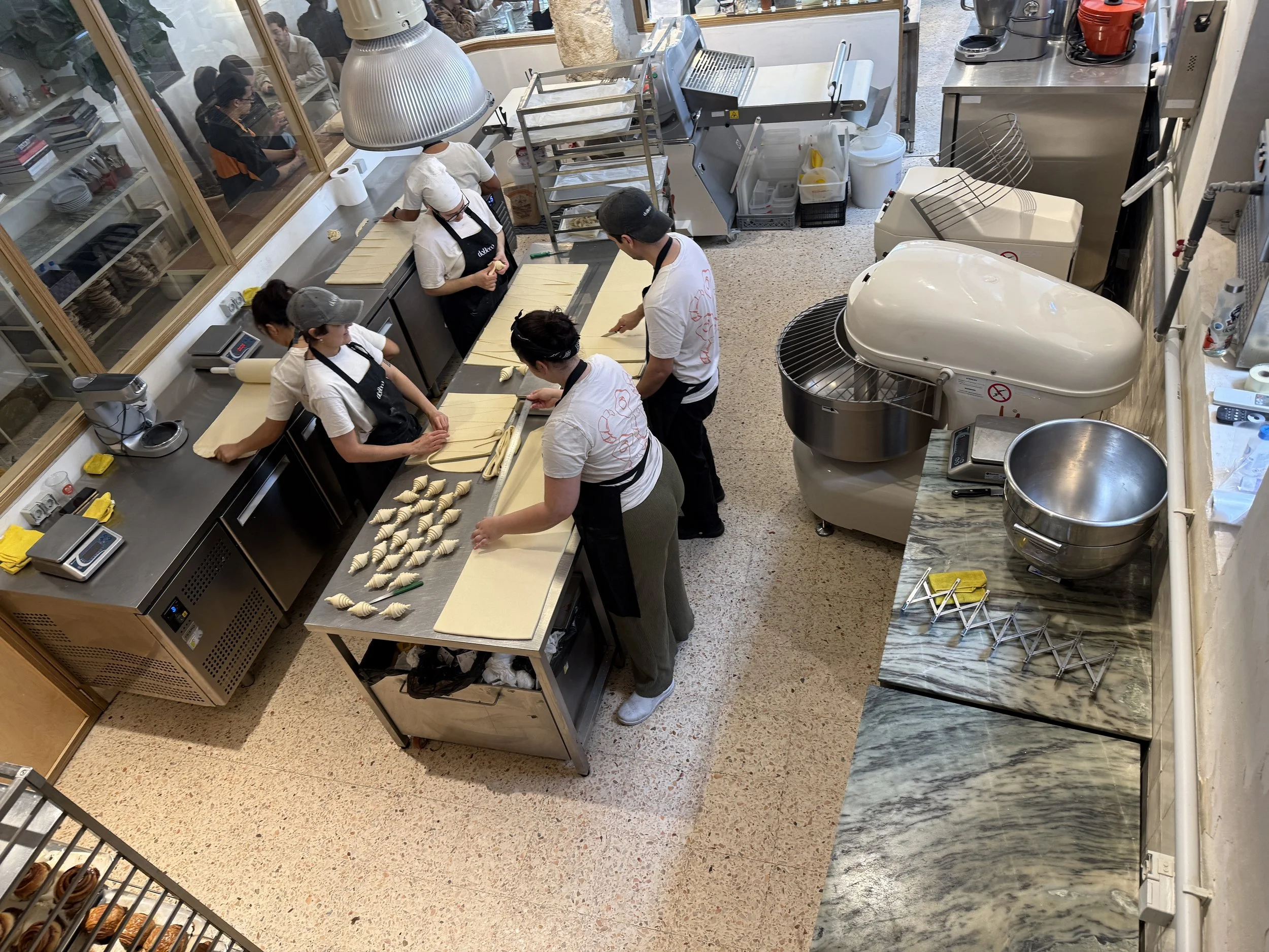 Making the croissants. 