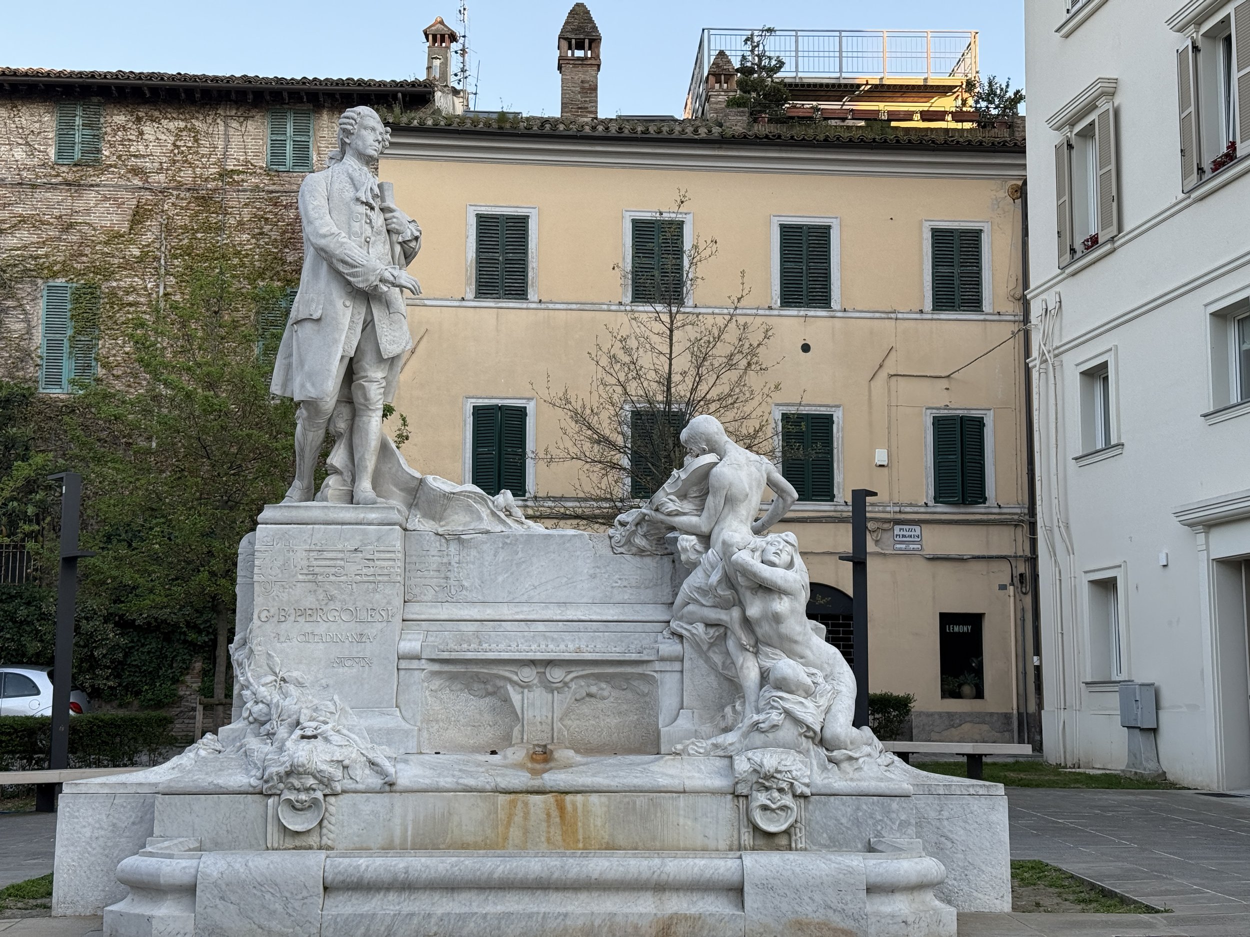 statue honoring composer Giovanni Pergolesi.