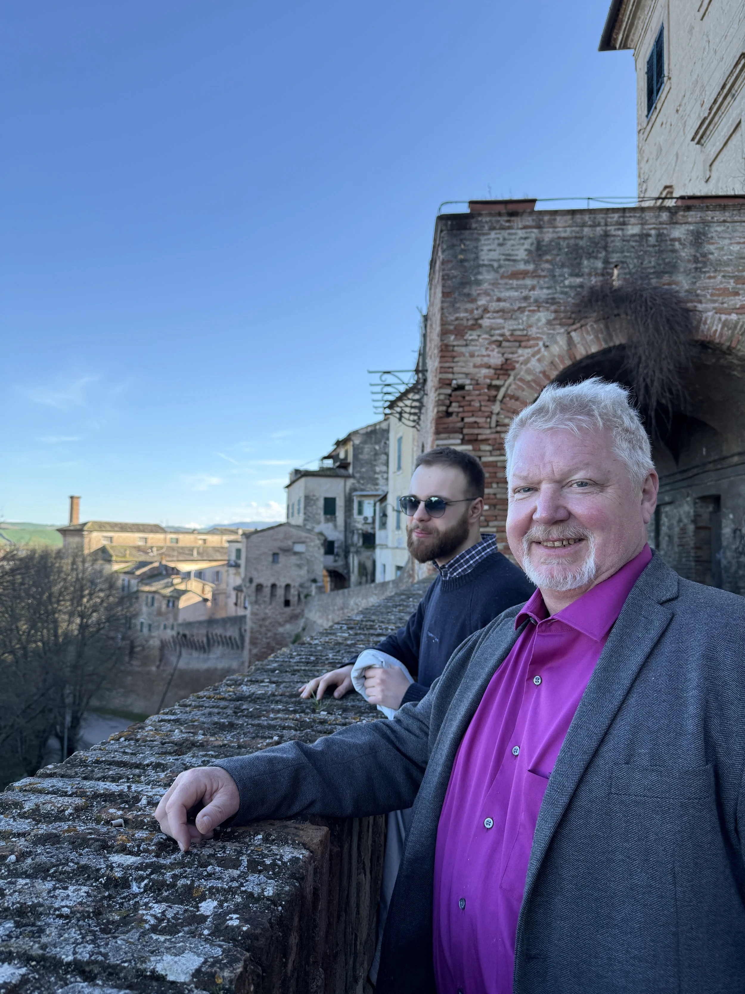 Looking over the wall with Antonio.