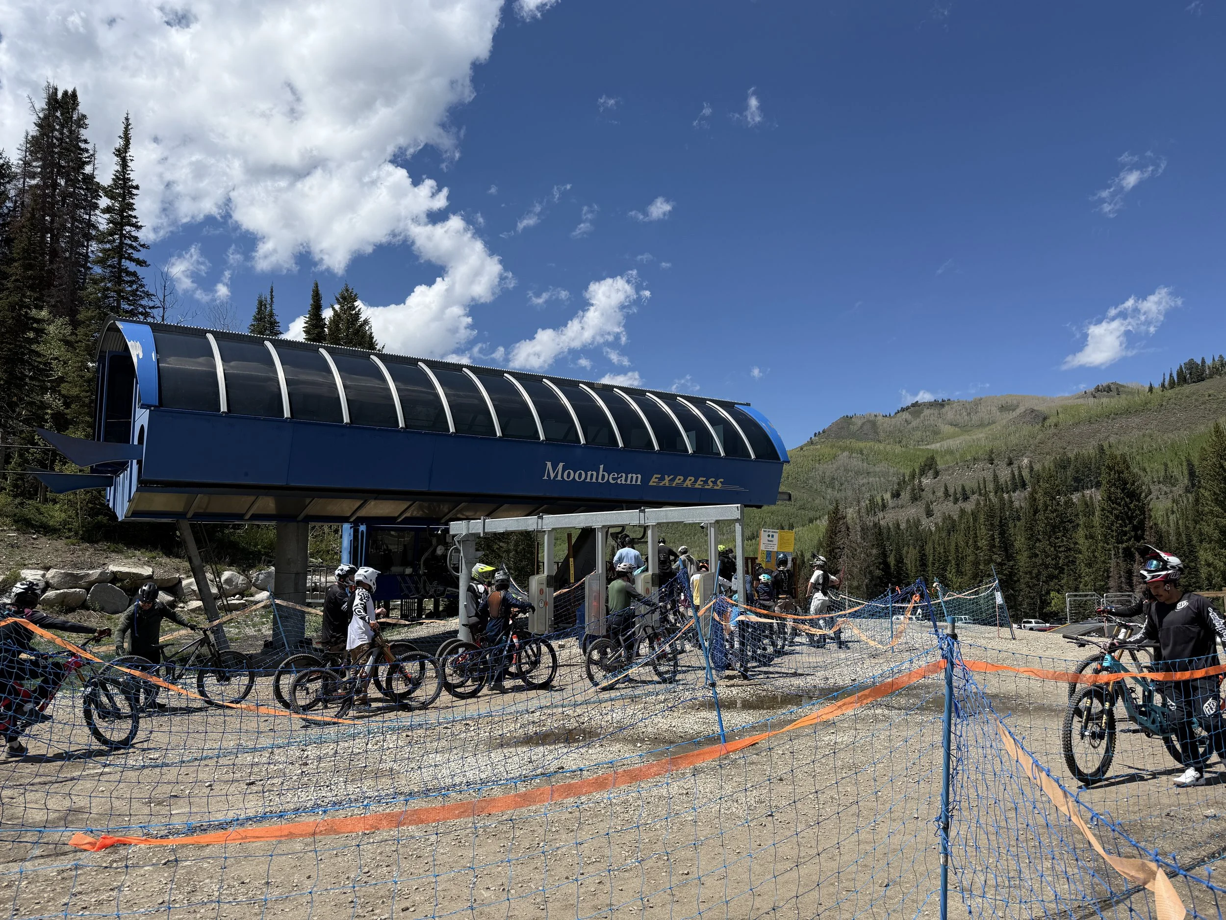 Mountain bikers at lift