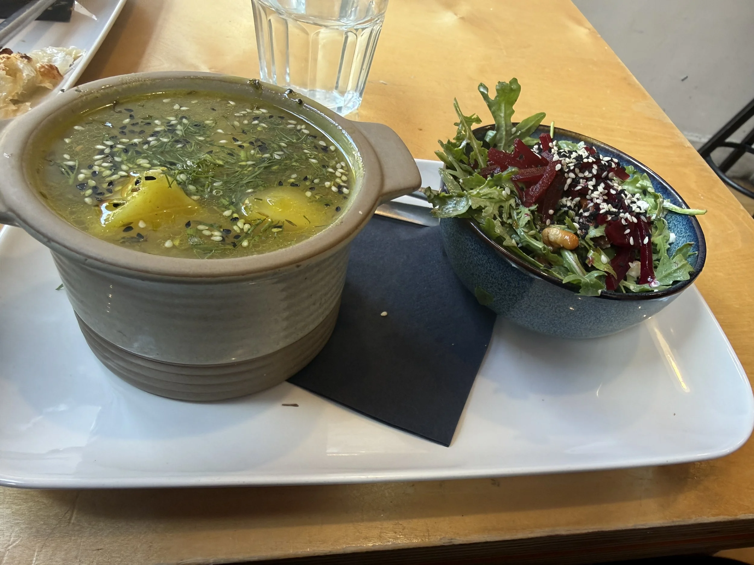 Grandma’s Chicken soup with salad.
