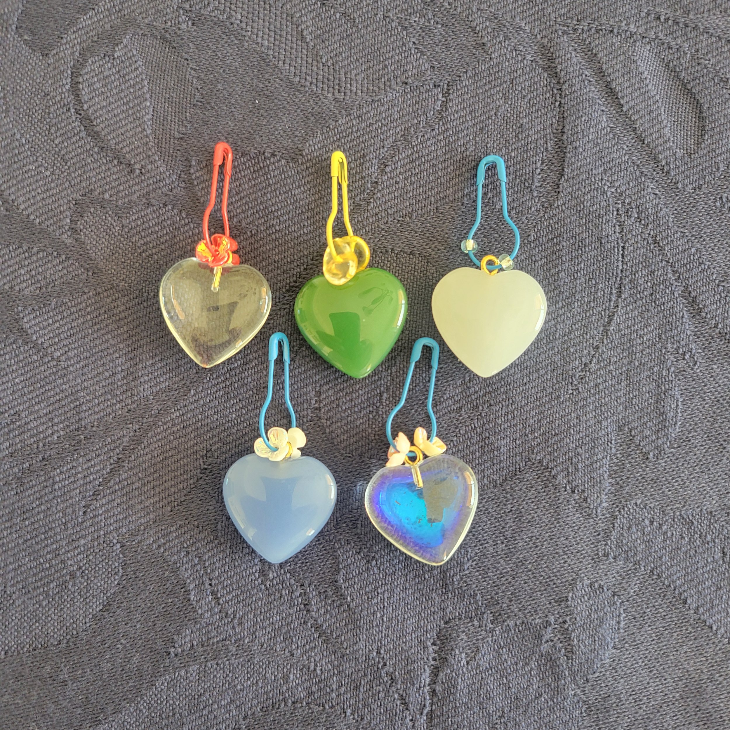 Glass Heart Stitch Markers