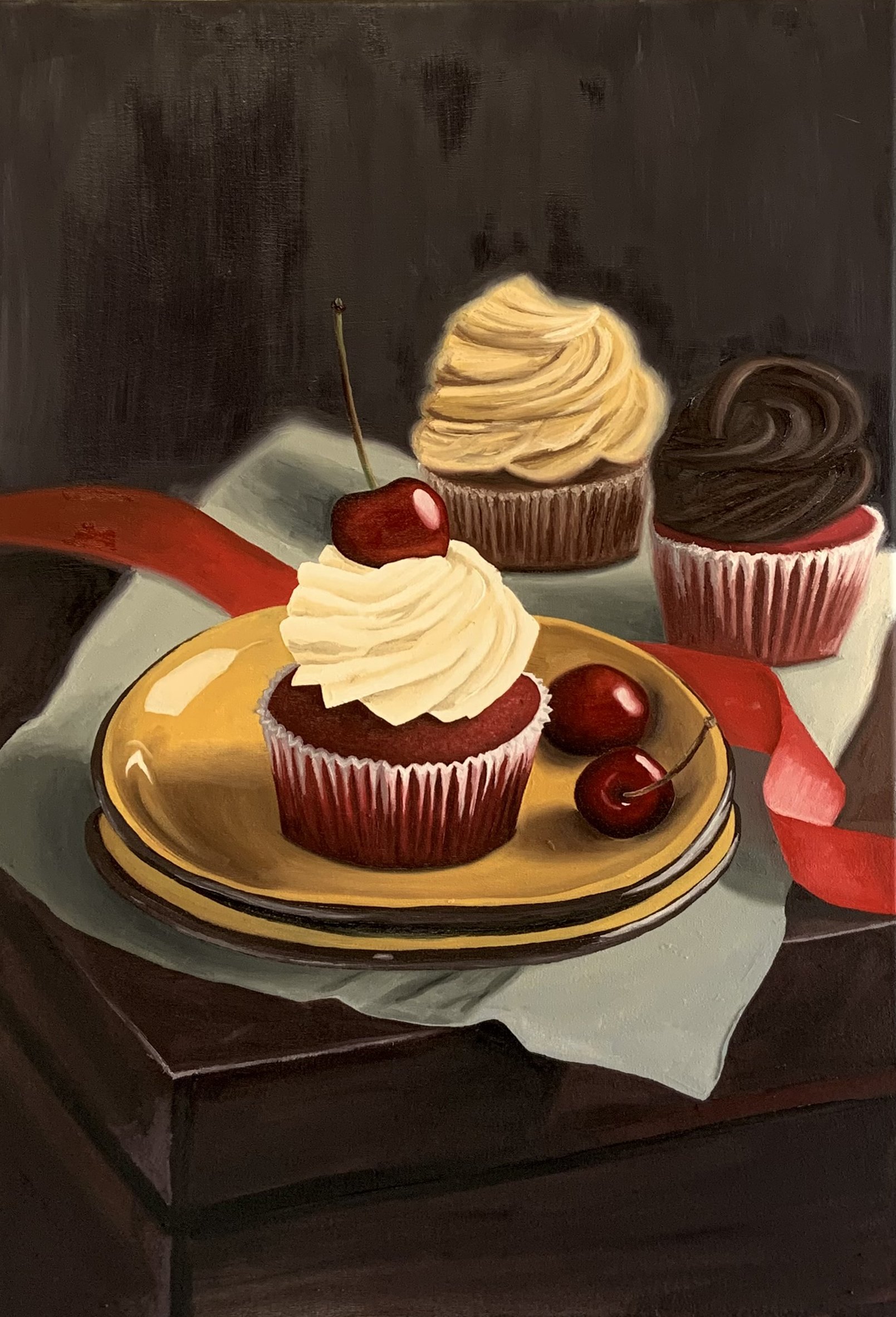 photoreal cupcakes -- oil paint