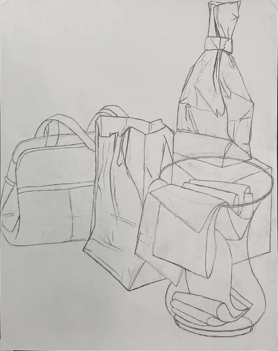still life contour line -- pencil