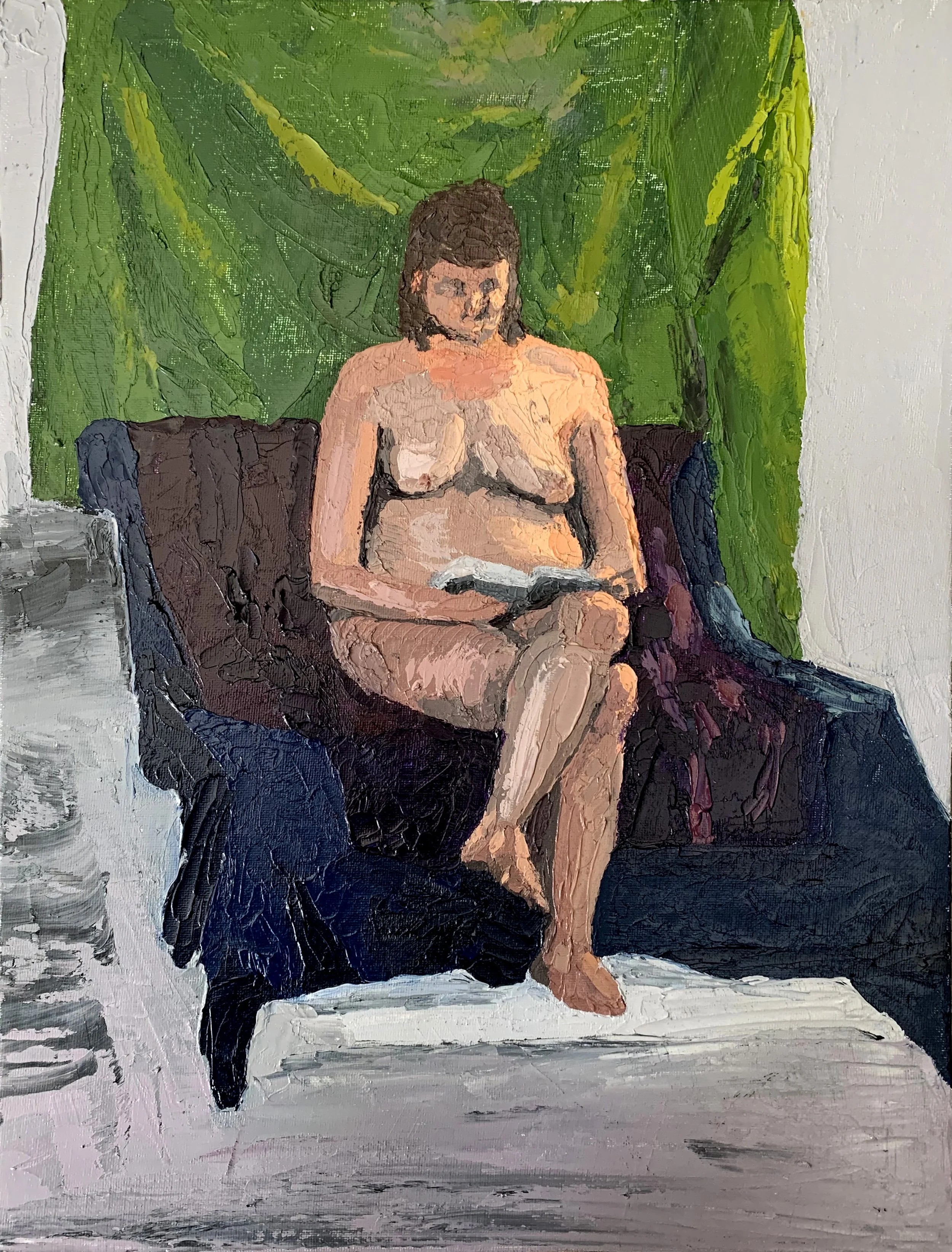 Nude Model Portrait 1 -- oil paint