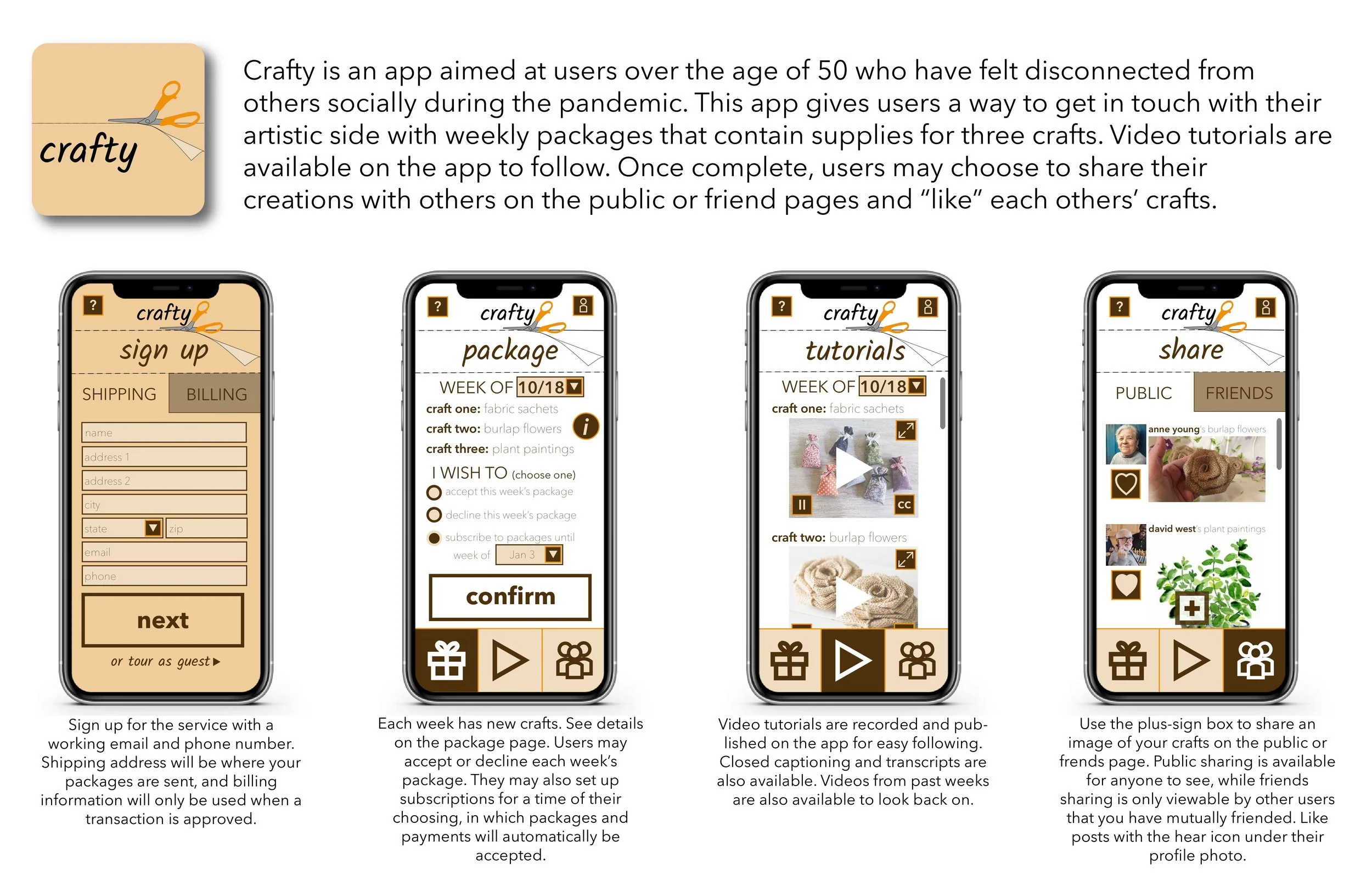 Crafty app concept description