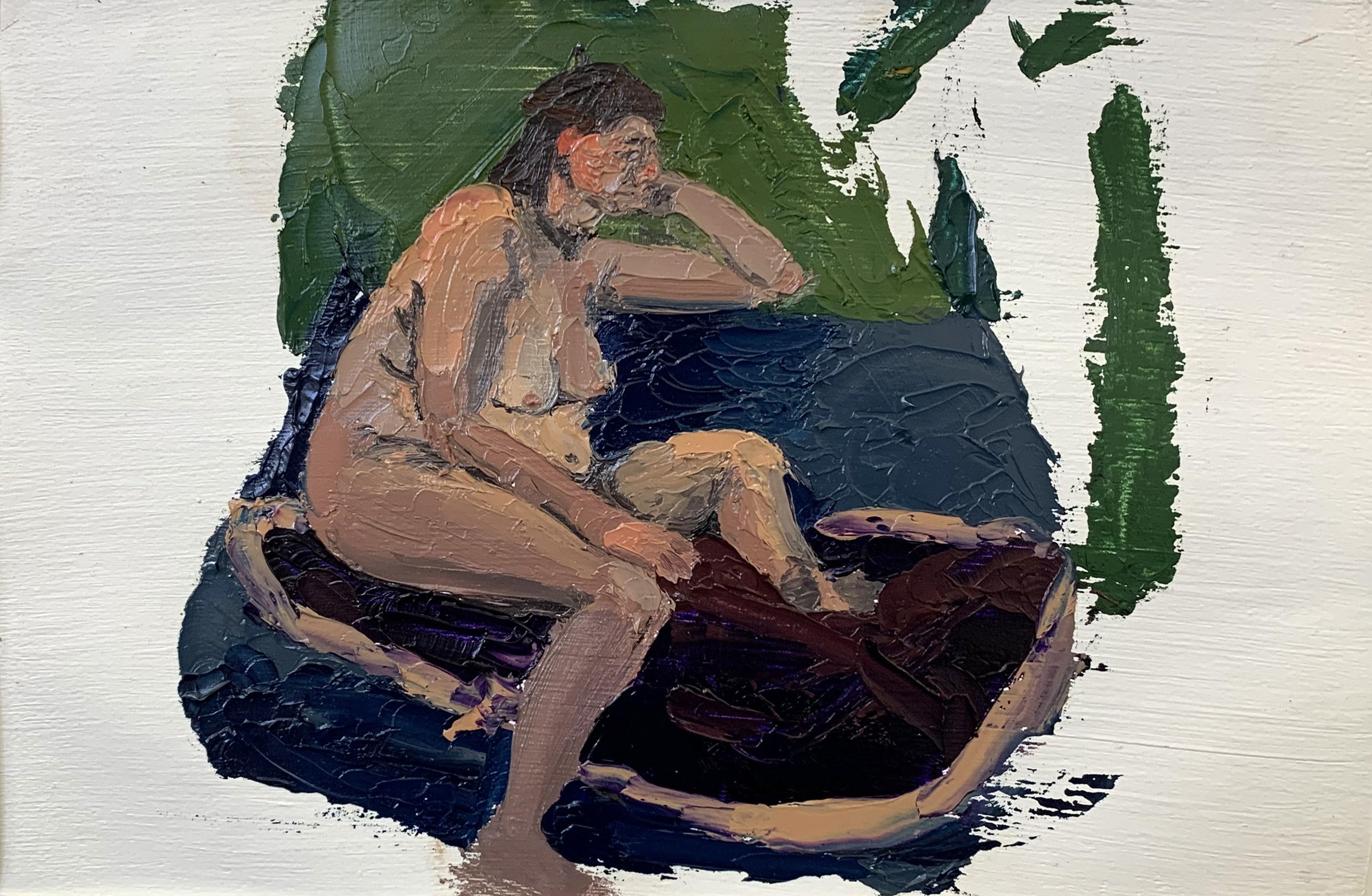 Nude Model Portrait 3 -- oil paint
