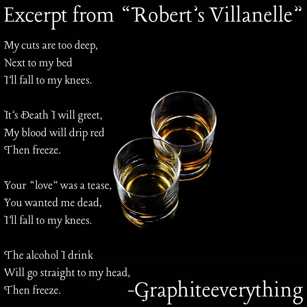&ldquo;Robert&rsquo;s Villanelle&rdquo; - read the full poem on my website linked in my profile!

Do not repost without credit.

#voiceofpoets #excerpt #excerpts #graphiteeverything #poem #poems #poetry #poet #poets #poemoftheday #poetrycommunity #po