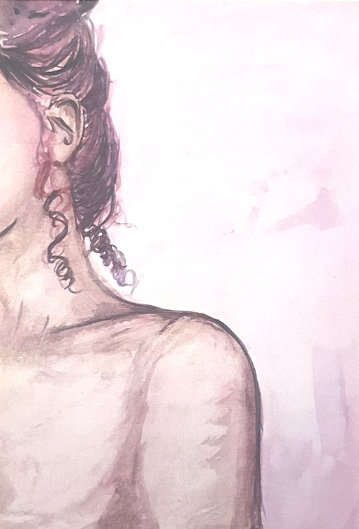 side profile watercolor painting black woman curly hair.png