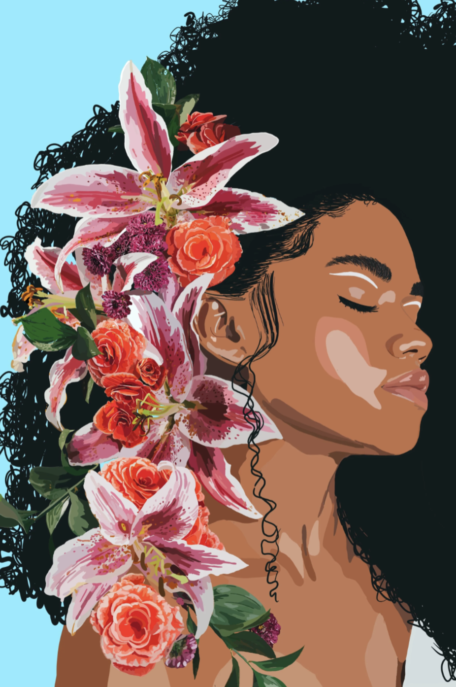 Quiet Radiance Black Woman Lillies Floral.png