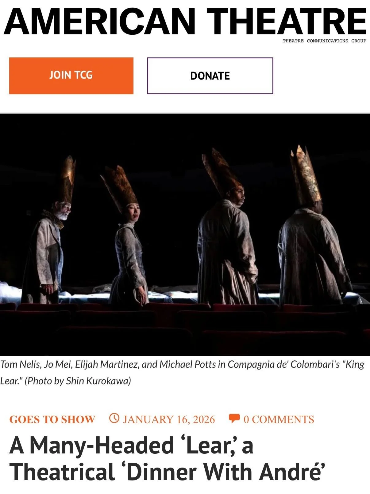 Happy opening King Lear. @compagniadecolombari @lamamaetc