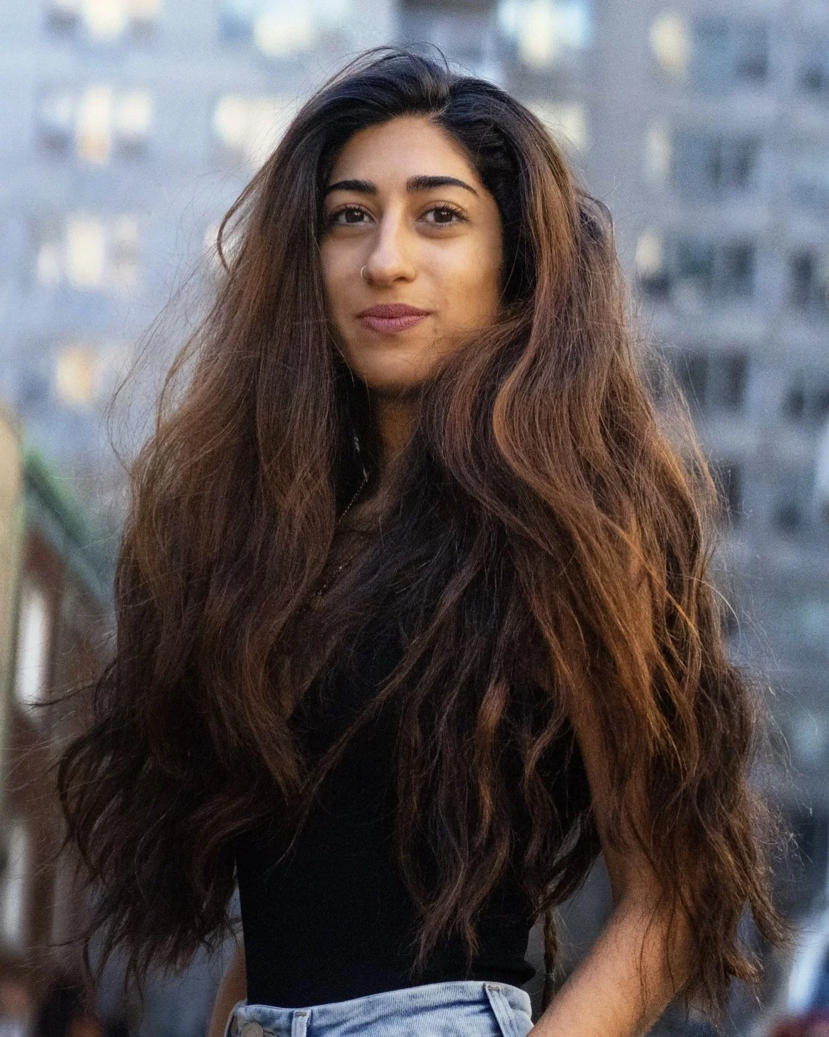 Shadi actor headshot long hair — outdoor NYC location, That Ninja Jay's Photos