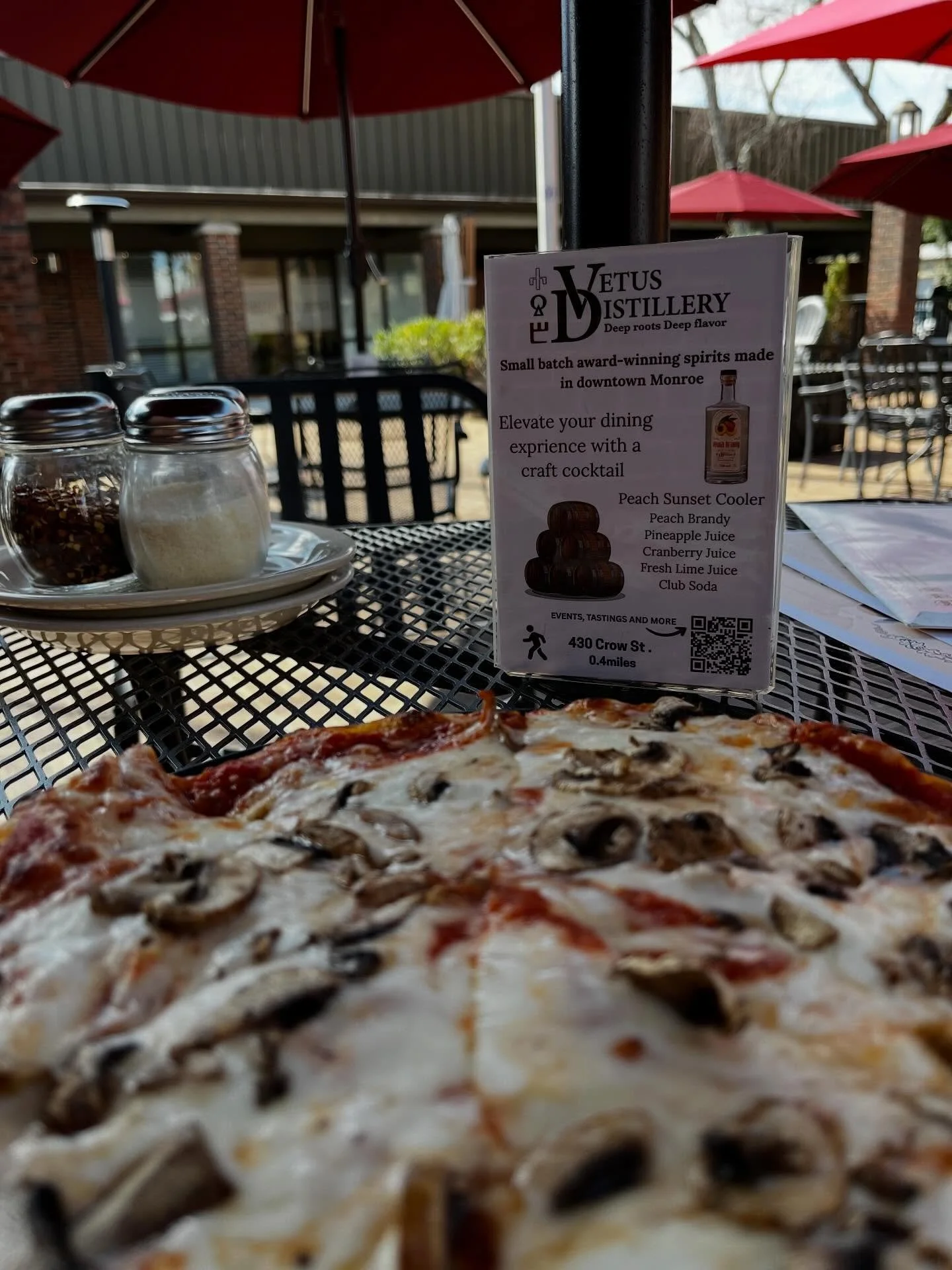 Pizza in one hand. Cocktail made with our small batch Peach Brandy in the other 🍑🍕🍹 

There&rsquo;s something satisfying about seeing your spirit behind the bar doing exactly what it was made to do. 

Good food. Good company. Great pour.