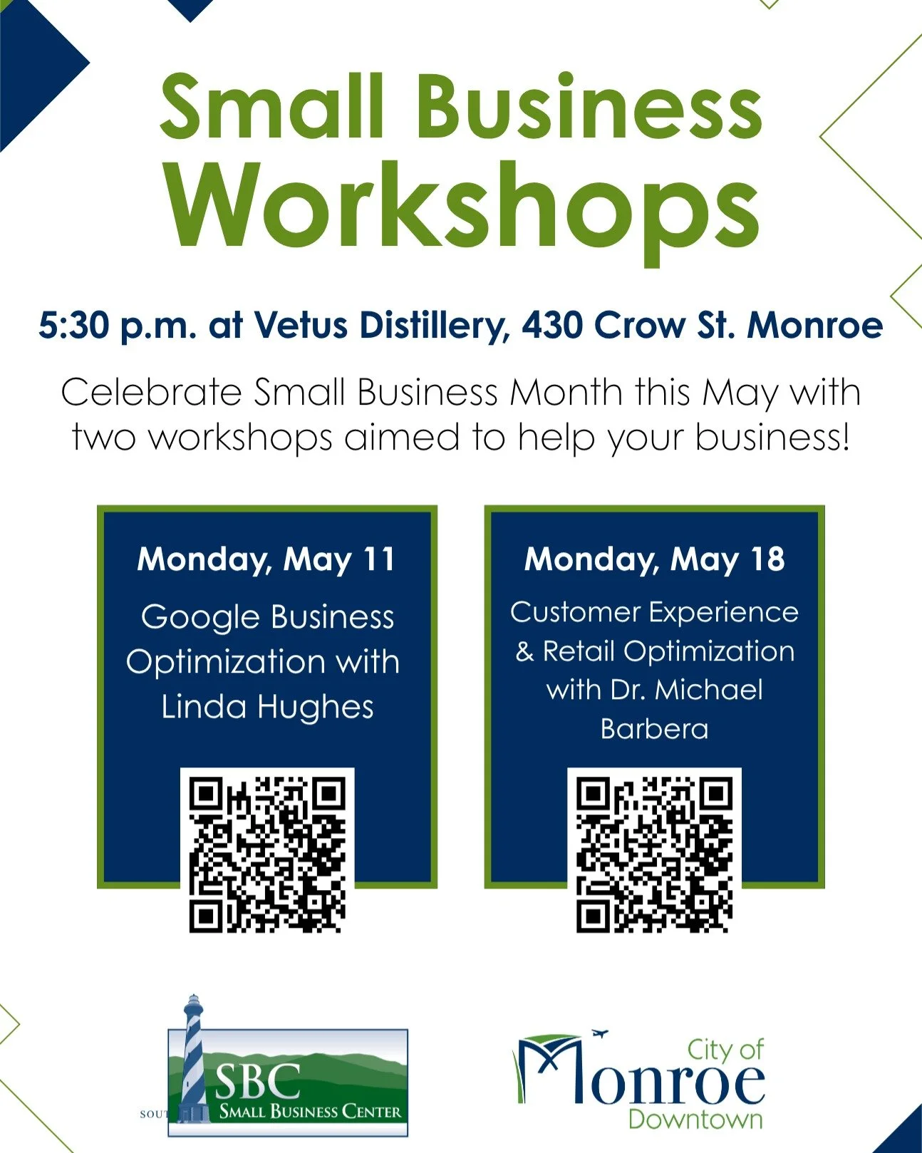 ❗Join the City of Monroe for one of two engaging sessions designed for retailers and business owners who want to better understand what drives customer behavior and loyalty. 

Featuring special guest speakers Linda Hughes of L'Mae Consulting on May 1
