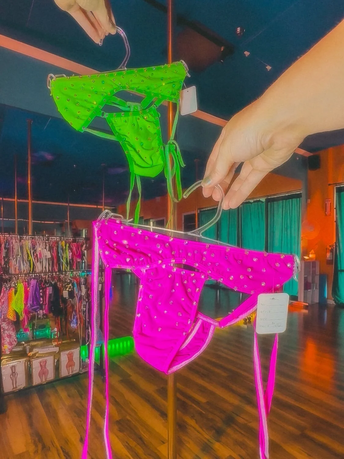 Don&rsquo;t forget that we sell polewear made by @laylaslingerie 💕 we carry a wide selection of pieces - micro kinis, pole shirts, bodysuits, fishnet box sets, and more! We even sell some shoes 👠

You can always purchase in-studio with tap-to-pay ?