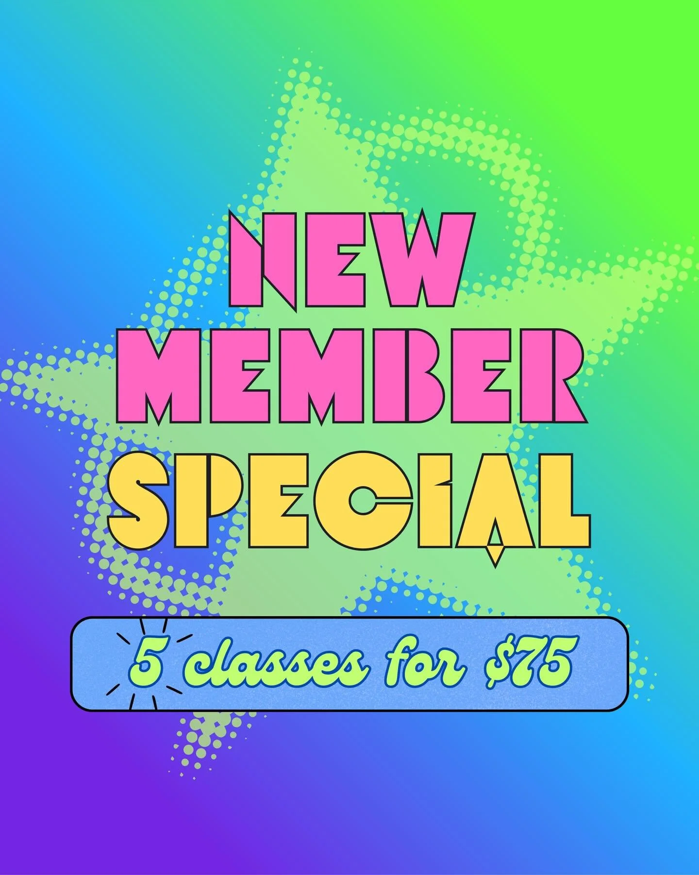 Three was cute, but we know you want more 😌

We made the first taste a little richer for you - 5 sessions for $75. More time to explore, to play, and to shake some 🍑 (if that&rsquo;s your jam 😉) before deciding to settle in with us. 

Available as