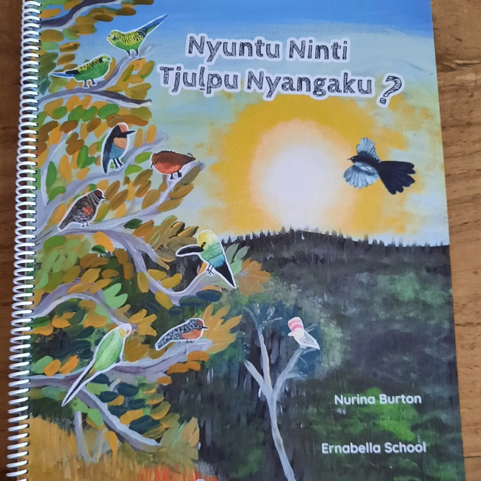 At last the 'Nyuntu Ninti Tjuḻpu Nyangaku?' book has been finished and is on its way to schools this week on Mai Wiṟu freight.

This A3 book, with knowledge from Nurina Burton and beautifully illustrated by Aṉangu students and adult Aṉangu artists is