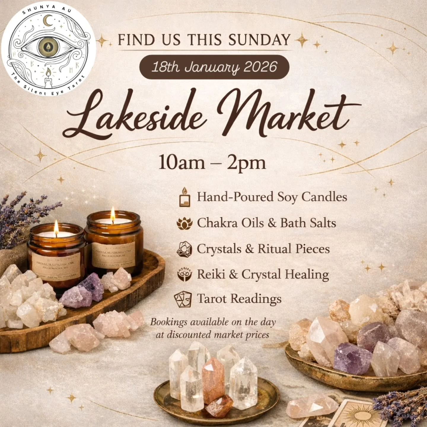 ✨ This Sunday, find us by the water ✨

Shunya AU is popping up at Lakeside Market at Cardina Cultural Centre with our hand-poured soy candles, crystals, chakra oils, and ritual pieces&mdash;each created to help you slow down and reconnect.

📍 Cardin
